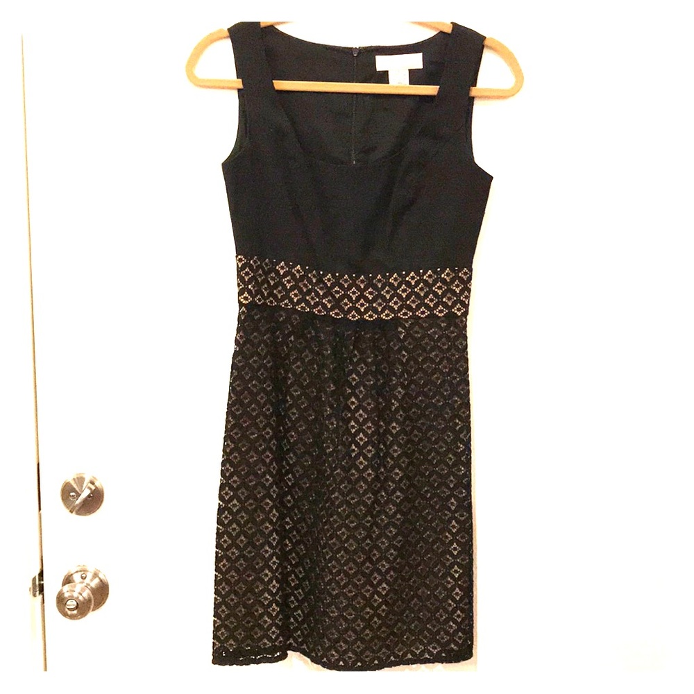 Nordstrom black and nude dress with eyelet detail